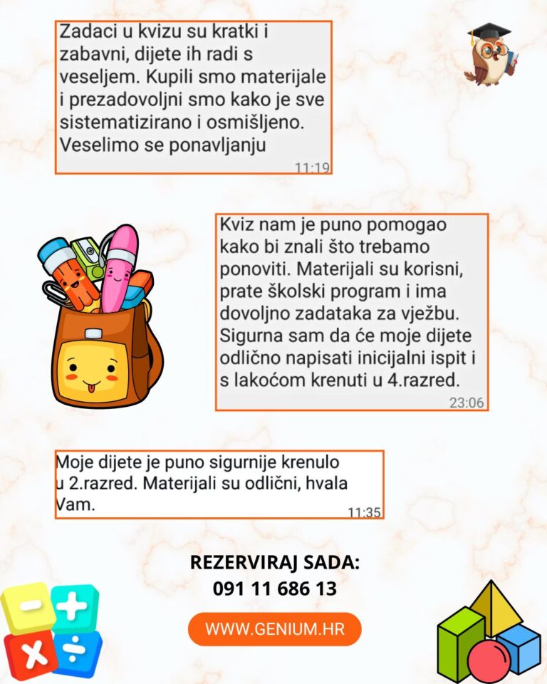 PONAVLJANJE GRADIVA PRIJE POČETKA ŠKOLSKE GODINE